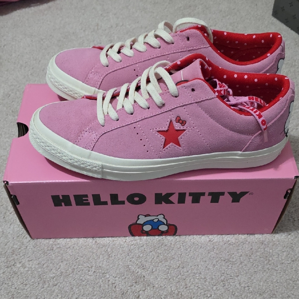 NWT (DS) Converse One Star Ox Hello Kitty Prism Pink/Fiery Red/Egret
